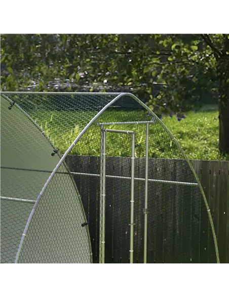 PawHut Galvanised Outdoor Chicken Coop, with Cover, for 8-12 Chickens, Hens, Ducks, Rabbits, 3 x 3.8 x 2.2m - Silver Tone