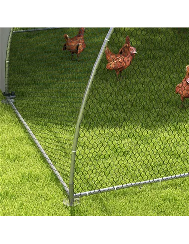 PawHut Galvanised Outdoor Chicken Coop, with Cover, for 8-12 Chickens, Hens, Ducks, Rabbits, 3 x 3.8 x 2.2m - Silver Tone