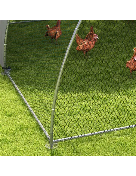 PawHut Galvanised Outdoor Chicken Coop, with Cover, for 8-12 Chickens, Hens, Ducks, Rabbits, 3 x 3.8 x 2.2m - Silver Tone