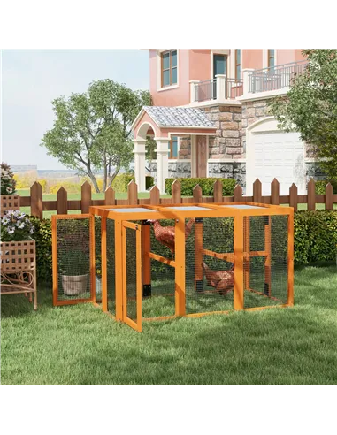 PawHut Wooden Chicken Coop with Combinable Design, for 1-3 Chickens