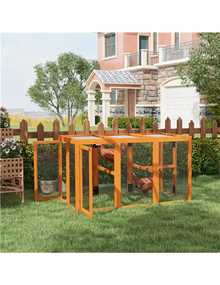 PawHut Wooden Chicken Coop with Combinable Design, for 1-3 Chickens