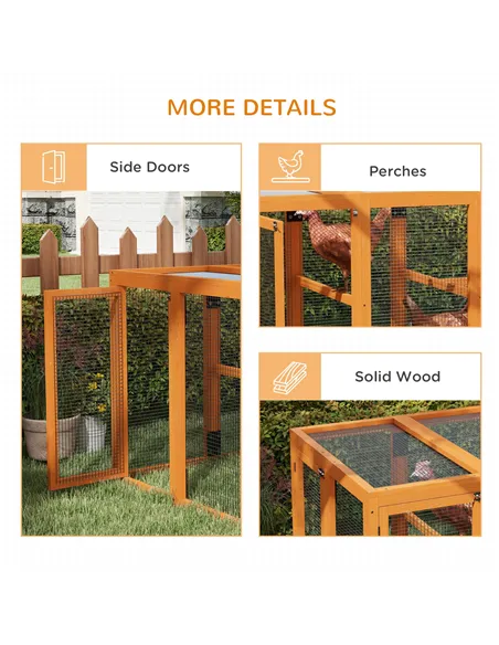 PawHut Wooden Chicken Coop with Combinable Design, for 1-3 Chickens