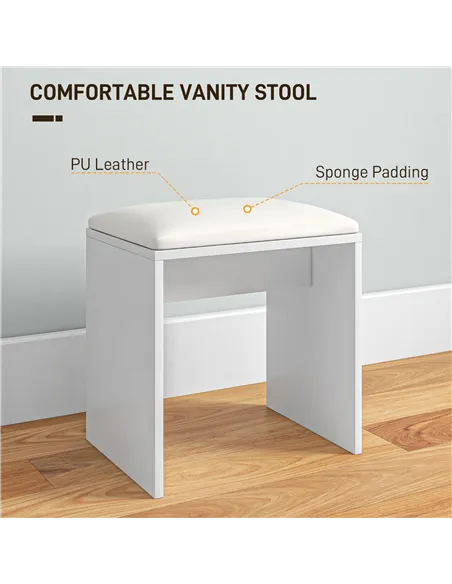 HOMCOM Dressing Table and Stool Set, with Storage - White