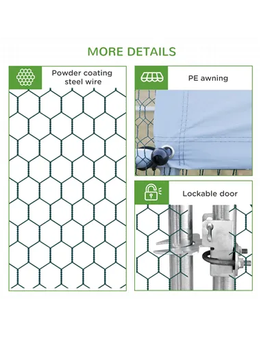 PawHut Large Chicken Coop, Galvanised Walk In Chicken Coop Hen House w/ Water-Resist Cover, 3 x 1.7 x 1.9m