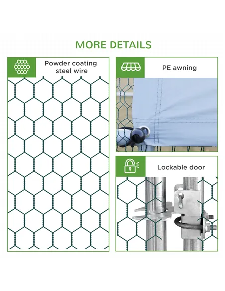 PawHut Large Chicken Coop, Galvanised Walk In Chicken Coop Hen House w/ Water-Resist Cover, 3 x 1.7 x 1.9m