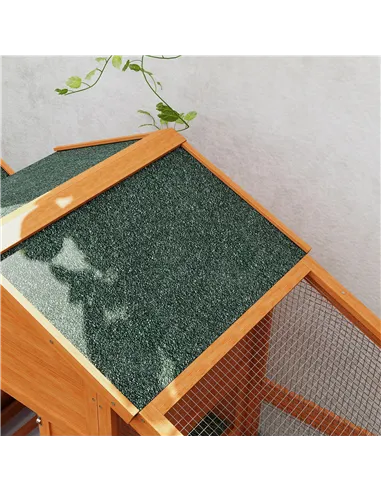 PawHut Wooden Chicken Coop with Run, Nesting Box, Slide-out Tray, Ramp, Perches, Asphalt Roof, 179 x 67 x 115cm