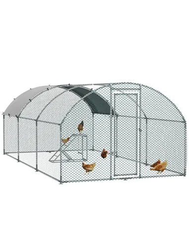PawHut Walk In Chicken Run with Chicken Activity Shelf and Cover, 2.8 x 5.7 x 2m