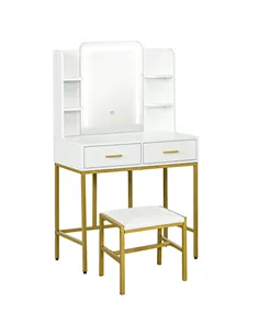 HOMCOM LED Light Dressing Table, with Stool - White