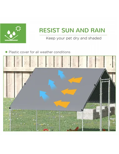 PawHut Walk In Chicken Run with Chicken Activity Shelf and Cover, 3 x 2 x 2m
