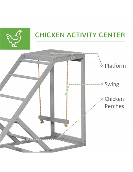 PawHut Walk-in Galvanised Steel Chicken Run with Chicken Activity Shelf and Cover, 3 x 6 x 2m