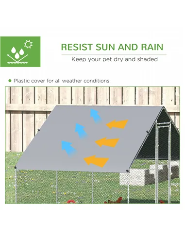 PawHut Walk In Chicken Run with Chicken Activity Shelf and Cover, 3 x 6 x 2m