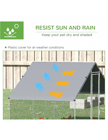 PawHut Walk In Chicken Run with Chicken Activity Shelf and Cover, 3 x 6 x 2m