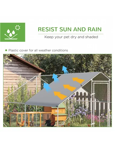 PawHut Walk In Chicken Run with Chicken Activity Shelf and Cover, 3 x 4 x 2m