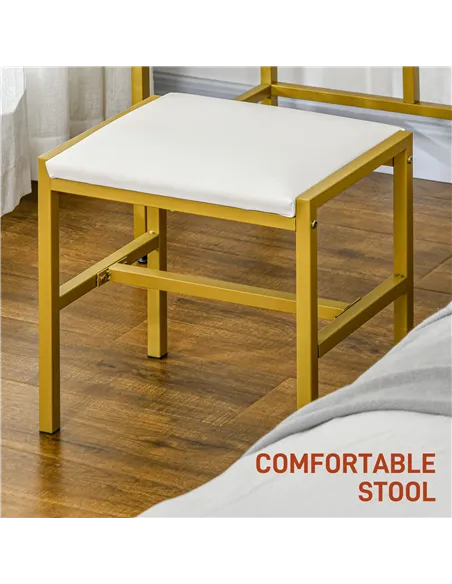 HOMCOM LED Light Dressing Table, with Stool - White