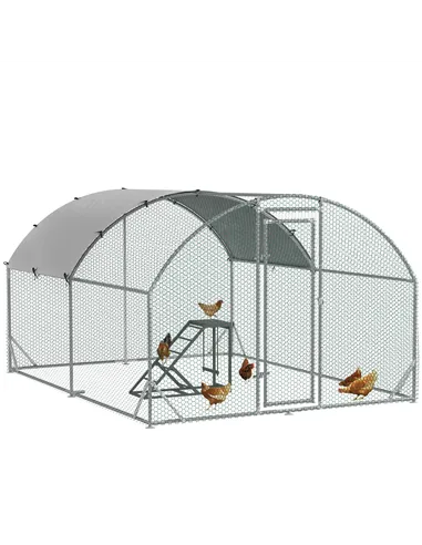 PawHut Walk In Chicken Run with Chicken Activity Shelf and Cover, 2.8 x 3.8 x 2m