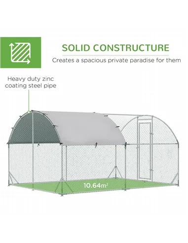 PawHut Walk In Chicken Run with Chicken Activity Shelf and Cover, 2.8 x 3.8 x 2m