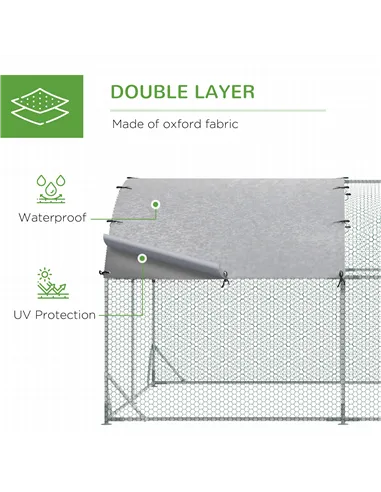 PawHut Walk In Chicken Run with Chicken Activity Shelf and Cover, 2.8 x 3.8 x 2m