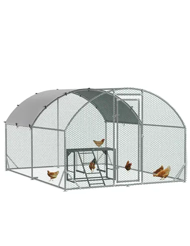 PawHut Walk In Chicken Run with Chicken Activity Shelf and Cover, 2.8 x 3.8 x 2m