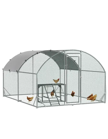 PawHut Walk In Chicken Run with Chicken Activity Shelf and Cover, 2.8 x 3.8 x 2m