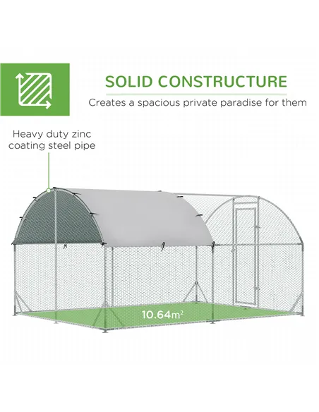 PawHut Walk In Chicken Run with Chicken Activity Shelf and Cover, 2.8 x 3.8 x 2m