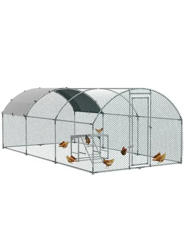 PawHut Walk In Chicken Run with Chicken Activity Shelf and Cover, 2.8 x 5.7 x 2m