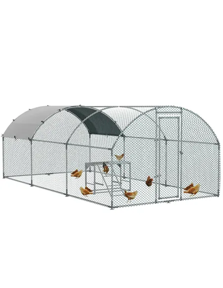 PawHut Walk In Chicken Run with Chicken Activity Shelf and Cover, 2.8 x 5.7 x 2m