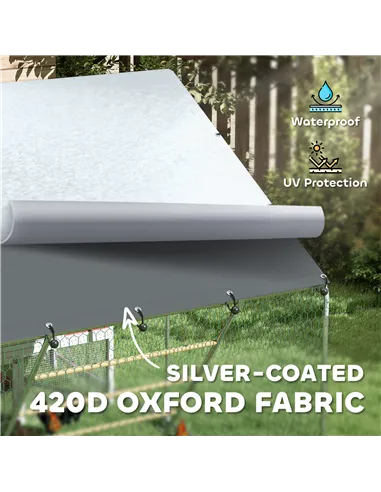 PawHut Walk-in Chicken Run w/ Cover, Feeding Door, Hanging Feeder, Perch, for 6-8 Poultry