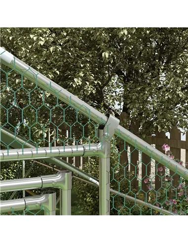 PawHut Walk-in Chicken Run w/ Cover, Feeding Door, Hanging Feeder, Perch, for 6-8 Poultry