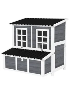 PawHut Wooden Chicken Coop with Nesting Box, Slide-Out Tray, Perches, for 4-6 Chickens, 100 x 86 x 100cm