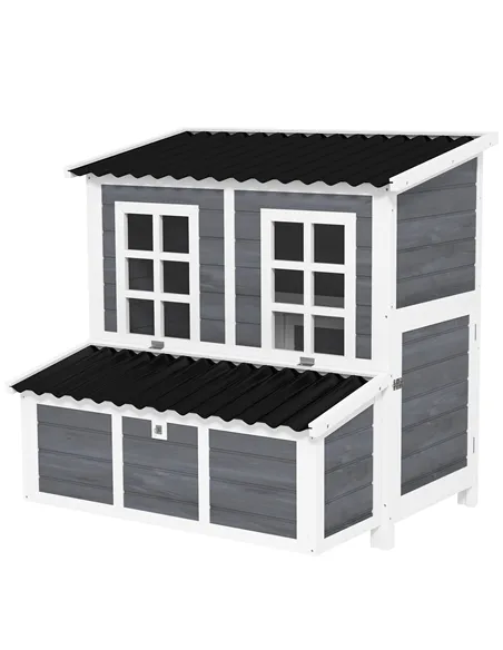 PawHut Wooden Chicken Coop with Nesting Box, Slide-Out Tray, Perches, for 4-6 Chickens, 100 x 86 x 100cm