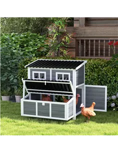 PawHut Wooden Chicken Coop with Nesting Box, Slide-Out Tray, Perches, for 4-6 Chickens, 100 x 86 x 100cm 2