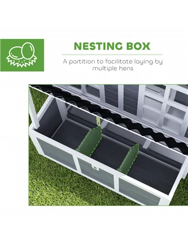 PawHut Wooden Chicken Coop with Nesting Box, Slide-Out Tray, Perches, for 4-6 Chickens, 100 x 86 x 100cm