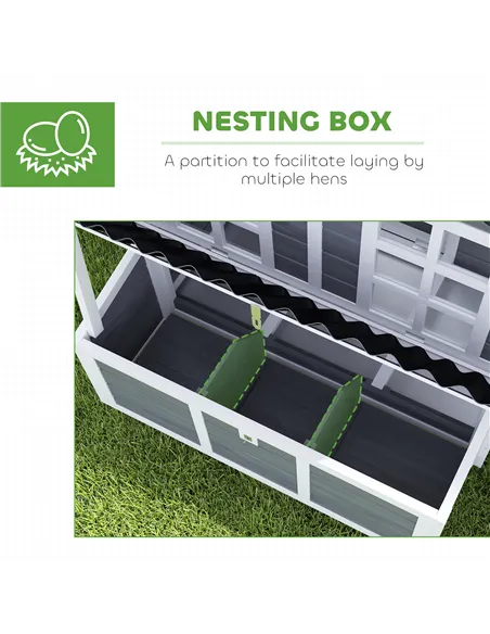 PawHut Wooden Chicken Coop with Nesting Box, Slide-Out Tray, Perches, for 4-6 Chickens, 100 x 86 x 100cm