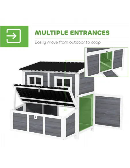 PawHut Wooden Chicken Coop with Nesting Box, Slide-Out Tray, Perches, for 4-6 Chickens, 100 x 86 x 100cm