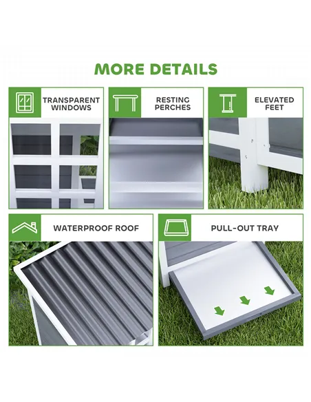 PawHut Wooden Chicken Coop with Nesting Box, Slide-Out Tray, Perches, for 4-6 Chickens, 100 x 86 x 100cm