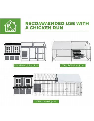 PawHut Wooden Chicken Coop with Nesting Box, Slide-Out Tray, Perches, for 4-6 Chickens, 100 x 86 x 100cm