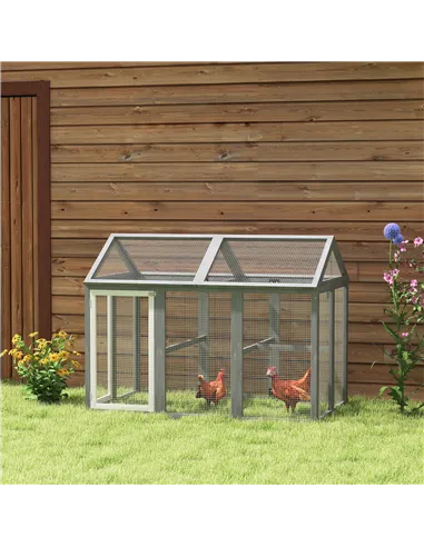 PawHut Large Chicken Run, Wooden Chicken coop, with Combinable Design - Wood Effect