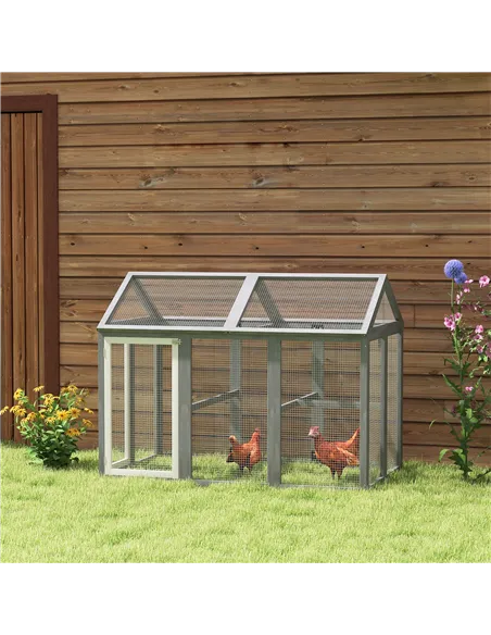 PawHut Large Chicken Run, Wooden Chicken coop, with Combinable Design - Wood Effect