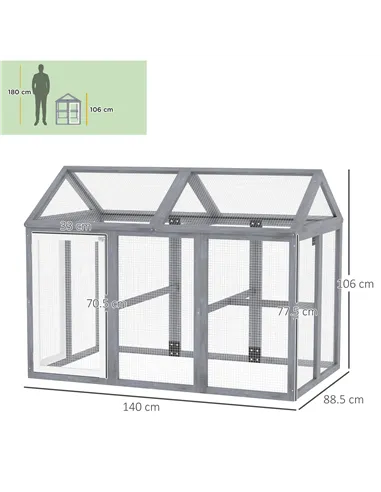PawHut Large Chicken Run, Wooden Chicken coop, with Combinable Design - Wood Effect
