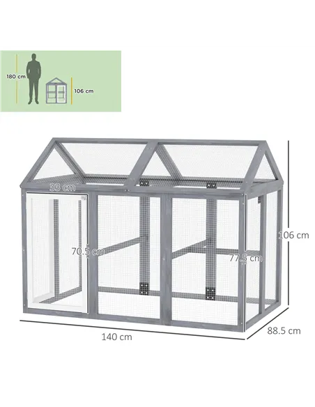 PawHut Large Chicken Run, Wooden Chicken coop, with Combinable Design - Wood Effect