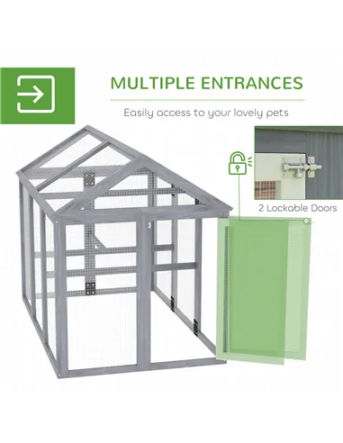 PawHut Large Chicken Run, Wooden Chicken coop, with Combinable Design - Wood Effect