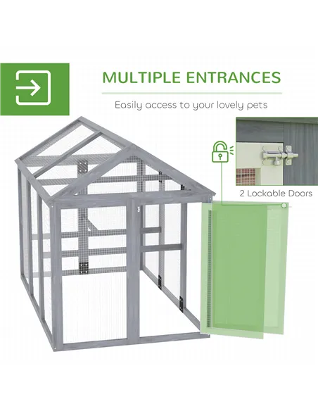 PawHut Large Chicken Run, Wooden Chicken coop, with Combinable Design - Wood Effect