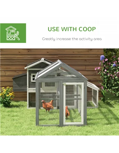 PawHut Large Chicken Run, Wooden Chicken coop, with Combinable Design - Wood Effect