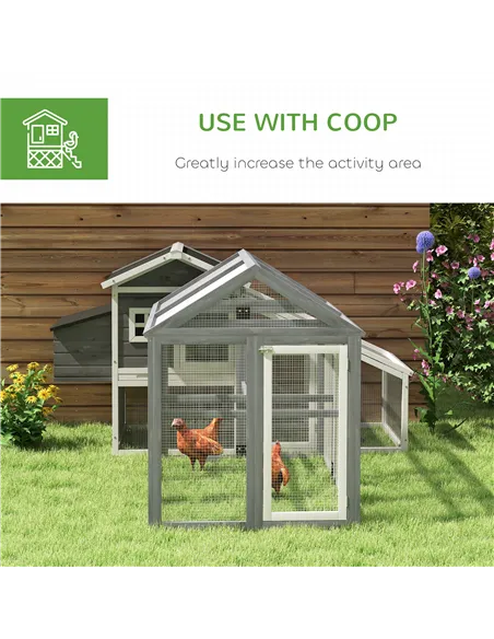 PawHut Large Chicken Run, Wooden Chicken coop, with Combinable Design - Wood Effect