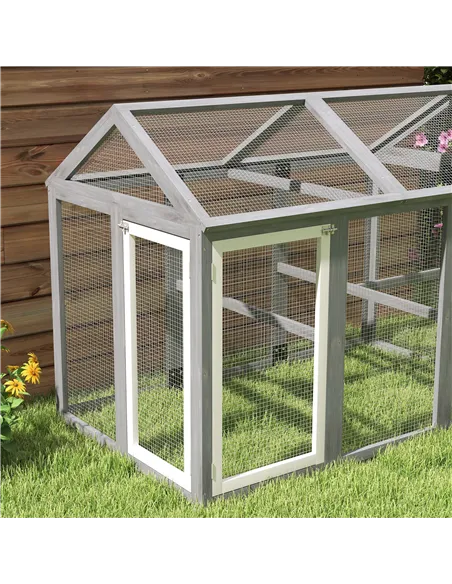 PawHut Large Chicken Run, Wooden Chicken coop, with Combinable Design - Wood Effect