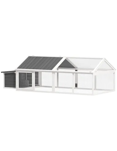 PawHut Wooden Chicken Coop with Nesting Box, Openable Roof, for 4-8 Chickens, White