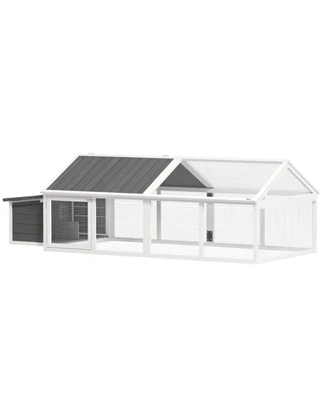 PawHut Wooden Chicken Coop with Nesting Box, Openable Roof, for 4-8 Chickens, White