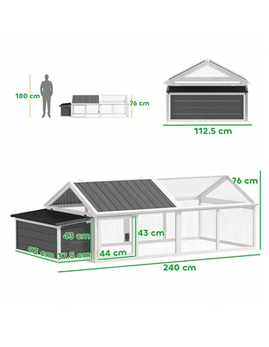 PawHut Wooden Chicken Coop with Nesting Box, Openable Roof, for 4-8 Chickens, White