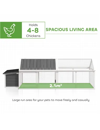 PawHut Wooden Chicken Coop with Nesting Box, Openable Roof, for 4-8 Chickens, White