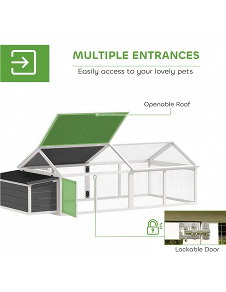 PawHut Wooden Chicken Coop with Nesting Box, Openable Roof, for 4-8 Chickens, White
